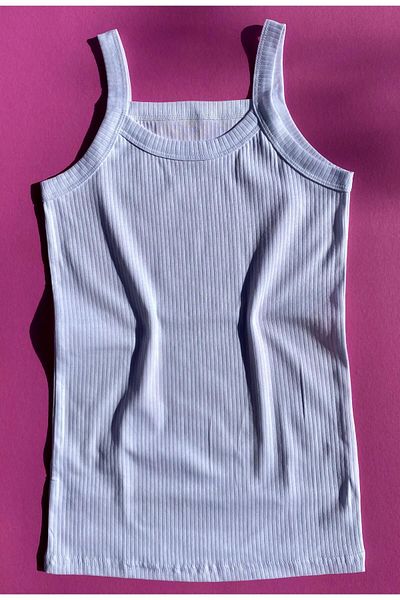 VicTroy Camisole Summer Cotton, Oval Collar, 3-Piece Black, Light Blue and White Color Women's Corded Tank Top