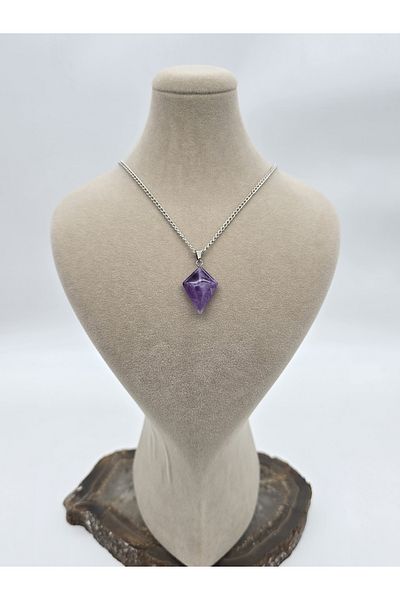 NBS Beautiful Naturel Stones Amethyst Natural Stone Necklace - Special Cut (Inspiration, Energy, Life Joy and Protection)