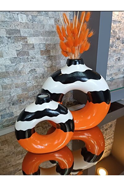 Luthien Bohemian Zebra Orange Ring and Vase Set