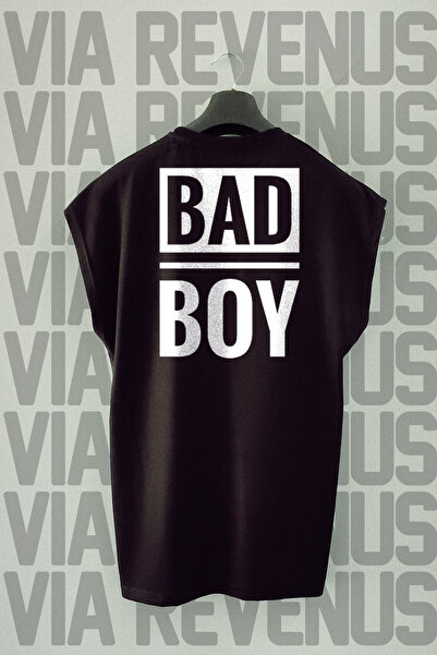Vordevia Crna sportska majica Black Bad Boy - bez rukava i leđa Štampano