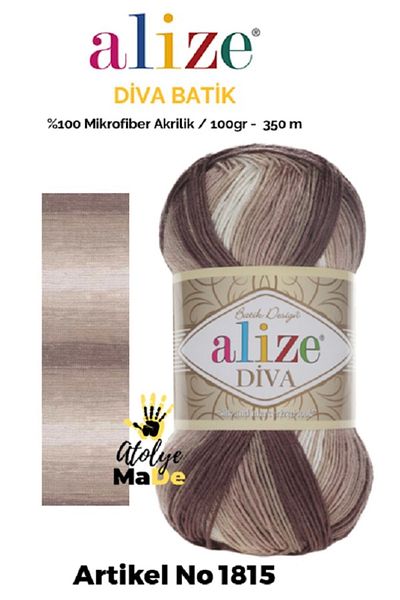 Alize Diva Batik 1815 100% Microfiber Acrylic (100gr 350m) Single Tuft 17 διαφορετικές επιλογές χρώματος Tie Dye