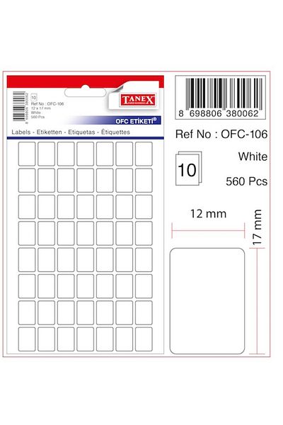 tanen ملصق مكتب Tanex - أبيض، 30 كيس، Ofc-106