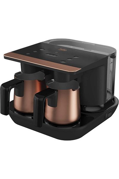 Beko Double Jug Turkish Coffee Machine 1100W, Cook Sense, Aluminium Pot, SpinJet, Antispill TKM8961B