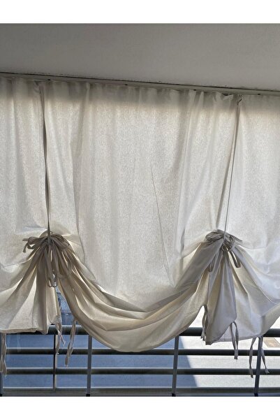 Görgülü Shop İkea Model Büzgülü Krem Balkon Perdesi