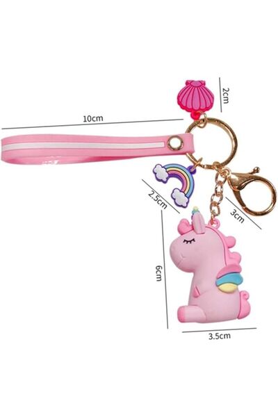 Sevimli Silikon Pembe Unicorn Anahtarlık Hediyelik Aksesuar