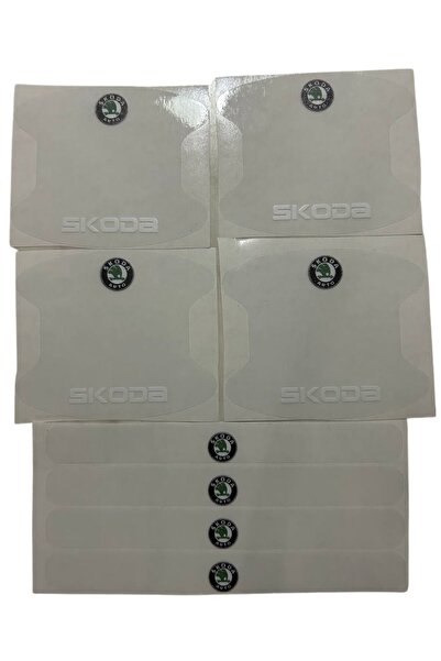 Rukye Shop Skoda Marka Logolu Oto Kapı Kolu Çizik Önleyici Yapışkan 8'li Set