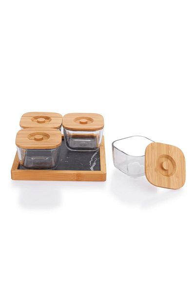 Schafer Vera Glass Bamboo Breakfast Set - 9 Pieces