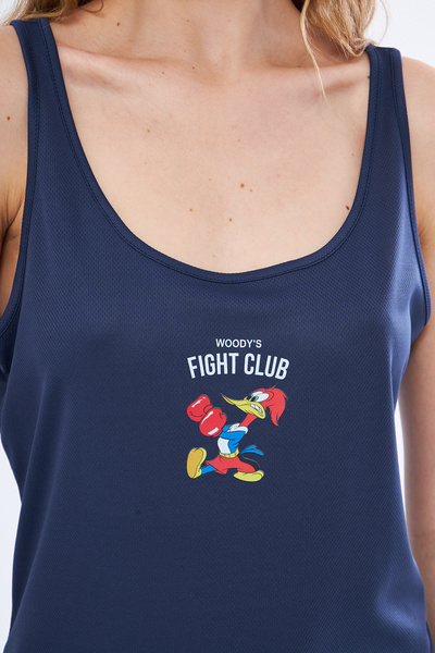 YÜKSEL IŞIK Спортивний топ з товстими бретелями, принт у вигляді качки, темно-синій колір