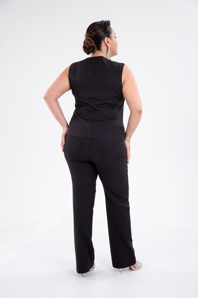 Roxxlen Large Size112035 - Button Detailed Vest Set