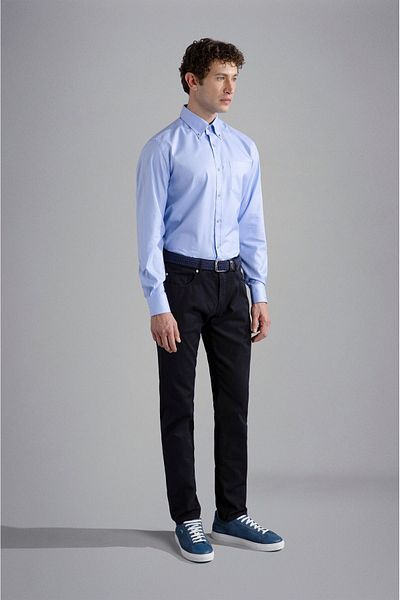 PAUL&SHARK Men's Cotton Regular Waist 5 Pockets Buttoned Black Trousers24414064-011
