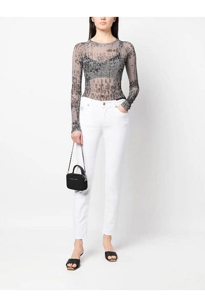 Versace Pantaloni albi casual din bumbac pentru femei 74hab5s0 Cew01-003