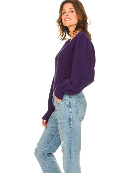 Liu Jo Kadın Yün V Yaka Uzun Kollu Mor Kazak Wf1554ma79l-mor