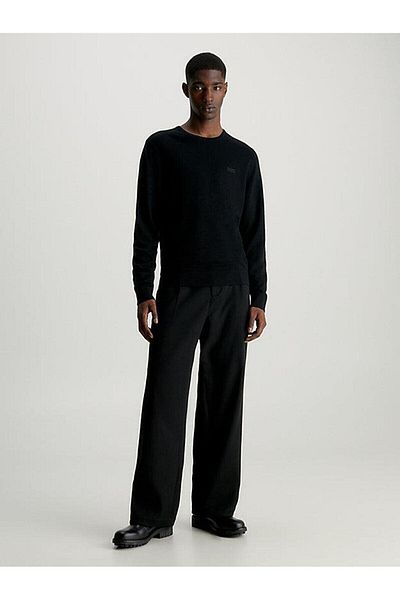 Calvin Klein Men's Cotton Long Sleeve Woven Daily Use Black Sweatshirt K10K112413-BEH