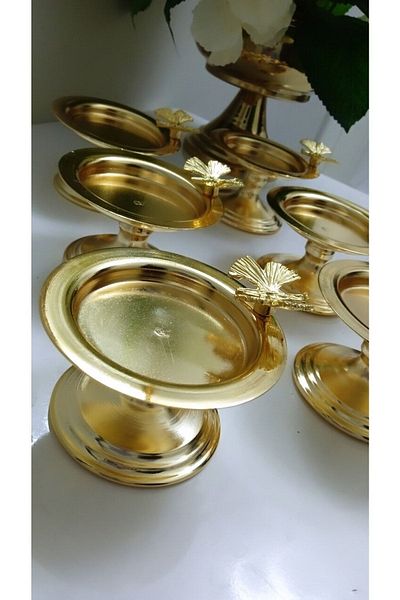 Elzemm store Gold Plated 6 Pcs Macaron Holder Turkish Delight Holder with Butterfly Accessories