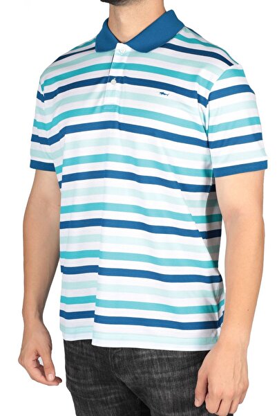 PAUL&SHARK Men's Cotton Regular Fit Striped Short Sleeve Blue-White Polo Collar T-Shirt23411342-205