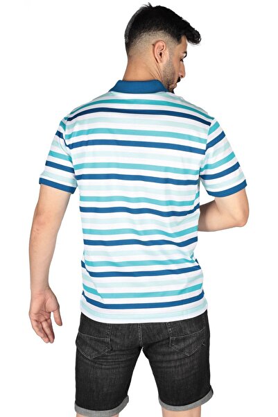 PAUL&SHARK Men's Cotton Regular Fit Striped Short Sleeve Blue-White Polo Collar T-Shirt23411342-205