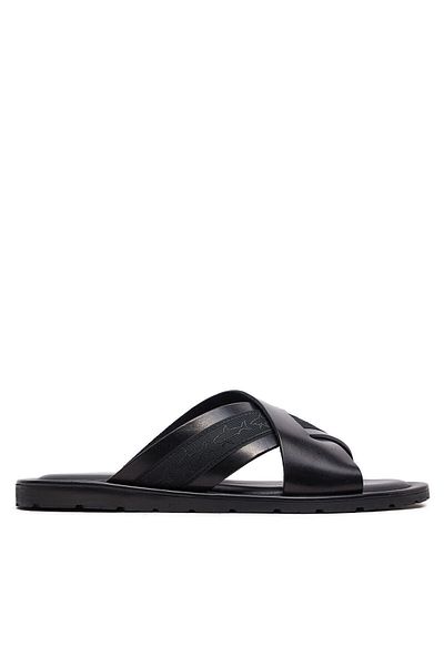 PAUL&SHARK Men's Black Slippers with Solid Color Logo24418012-011