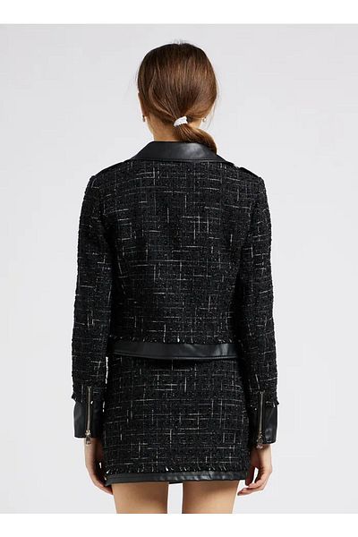 Liu Jo Women's Zipper Closure Long Sleeve Double Breasted Collar Black Jacket WF3133T3597-A4080