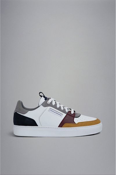 PAUL&SHARK Men's Leather Comfortable Sole Daily Use White Sneakers13318005-010