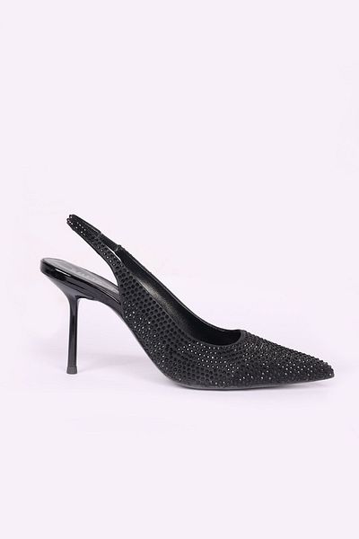 Sofia Baldi Pantofi de damă cu toc înalt, confortabili, model plat, eleganti, negri, rochie de seară SB48334-NEGRU