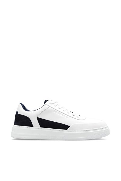 Emporio Armani Men's Brand Logo Lace-up Non-Slip Sole Casual White-Black Snea...