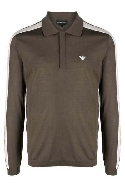 Emporio Armani سترة خضراء كاجوال بأكمام طويلة وشعار العلامة التجارية للرجال 6R1MU1 1MMHZ-0440