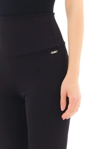 Liu Jo Γυναικείο ελαστικό λογότυπο ασημένιο παντελόνι που αγκαλιάζει το σώμα Ta2022j6351-gum