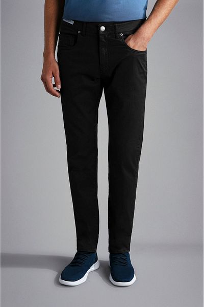 PAUL&SHARK Men's Slim Fit Jeans Cotton Blended Black Trousers with 5 Pockets24414021-011