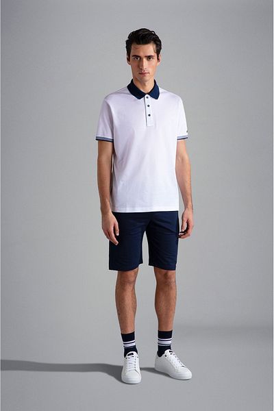 PAUL&SHARK Tricou cu guler polo pentru bărbați din bumbac, cu închidere cu nasturi, cu mânecă scurtă, cu guler polo,24411316-010