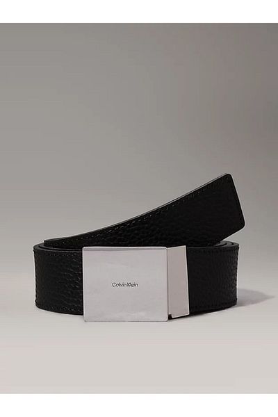 Calvin Klein Adjustable Black Leather Belt with Metal Brand Logo - K50K511982-BEH