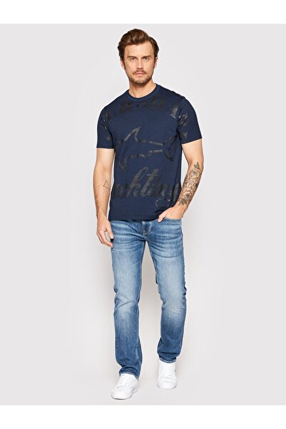 PAUL&SHARK Ανδρικό μπλουζάκι με λαιμόκοψη με στάμπα casual navy blue 22411018-013