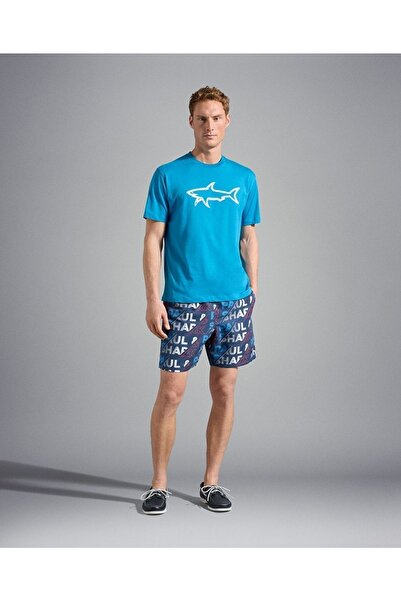 PAUL&SHARK Men's Logo Basic Regular Fit Short Sleeve Blue T-shirt22411073-338