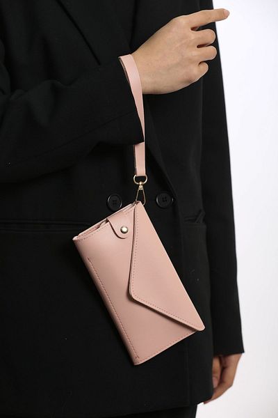 Blatoune Polo Envelope Phone and Coin Compartment Envelope Model Elegant Powder Pink Women's Wallet Hand Bag