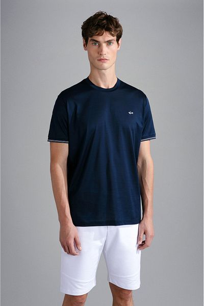 PAUL&SHARK Men's Brand Logo Cotton Regular Fit Casual Navy Blue T-Shirt24411015-013