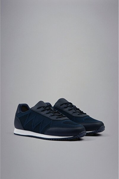 PAUL&SHARK Erkek Marka Logolu Bağcıklı Kaydırmaz Tabanlı Günlük Lacivert Sneaker 24418010-013