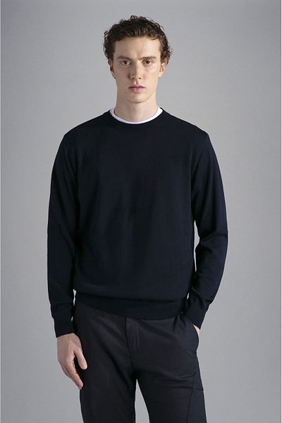 PAUL&SHARK Men's Long Sleeve Comfortable Navy Blue Sweater with Brand Logo13311035-050