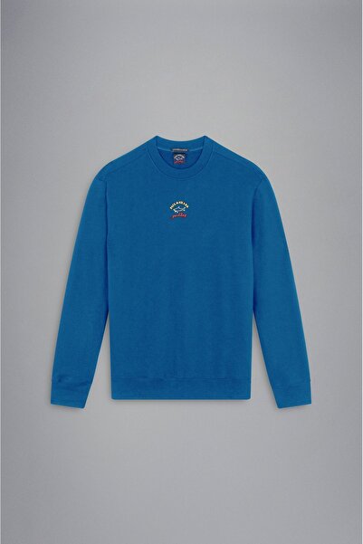 PAUL&SHARK Hanorac albastru confortabil cu mânecă lungă pentru bărbați, cu sigla mărcii13311831-402