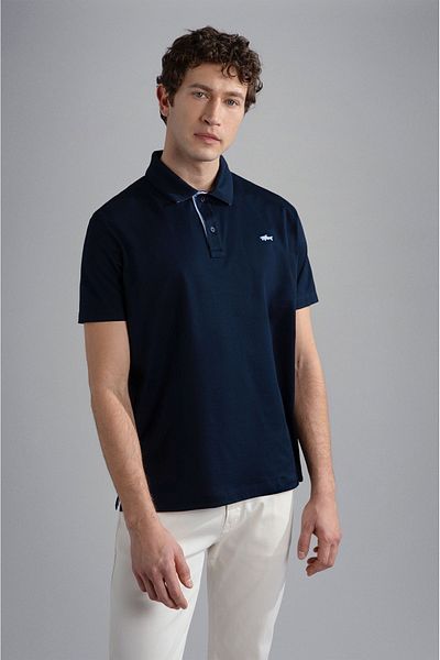 PAUL&SHARK Men's Cotton Polo Collar Button Closure Short Sleeve Navy Blue Polo Collar T-shirt24411271-013