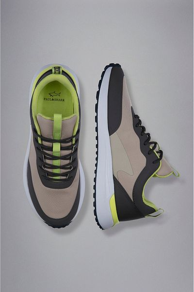 PAUL&SHARK Pantofi de mers cu șireturi pentru bărbați, bej, cu logo-ul detaliat24418001-I29