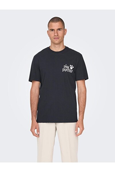 Only & Sons Men's Navy Blue T-Shirt - Pink Panther Reg Ss Tee22025296-04