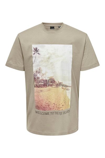 Only & Sons Ανδρικό μπλουζάκι χακί Anton Reg Ss Tee 22026086 -03