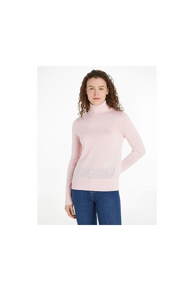 Tommy Hilfiger Women's Logo Round Neck Long Sleeve Casual Powder Sweater WW0WW40982-TJQ