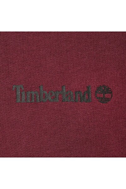Timberland Мъжки суитшърт в бордо - малък печат на лого, дизайн с кръгло деколте (R Tb0A5Pdvı301)