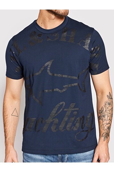 PAUL&SHARK Ανδρικό μπλουζάκι με λαιμόκοψη με στάμπα casual navy blue 22411018-013