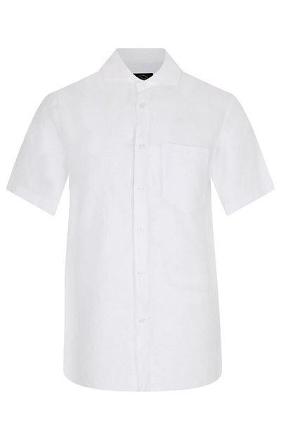 PAUL&SHARK Ανδρικό λογότυπο Basic Regular Fit κοντομάνικο λευκό πουκάμισο 23413257 -010