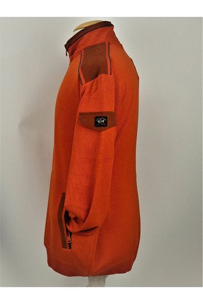 PAUL&SHARK Men's Brand Logo Detailed Regular Fit Long Sleeve Orange Cardigan I20p1266-954