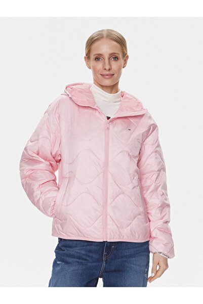 Tommy Hilfiger Kadın Kapüşonlu Fermuar Kapamalı Uzun Kollu Pudra Mont DW0DW17242-THA