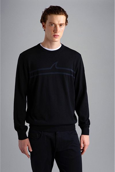 PAUL&SHARK Men's Cotton Regular Cut Comfortable Black Sweater13311044A-011