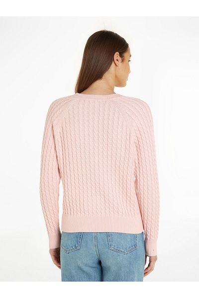 Tommy Hilfiger Women's Brand Logo Detailed Regular Fit Long Sleeve Pink Sweater WW0WW40674-TJQ