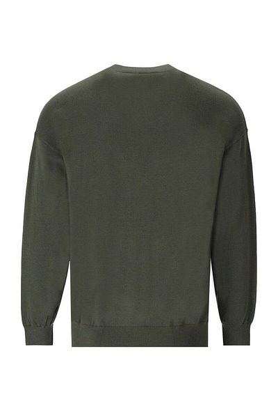 Emporio Armani Pulover verde pentru bărbați, de bază, cu mânecă lungă, brodat cu logo 6R1MX4 1MFVZ-F610